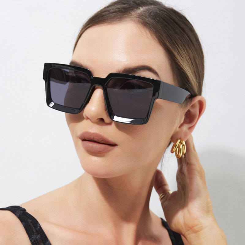 Estilo Simple Color Sólido Ordenador Personal Cuadrado Fotograma Completo Gafas De Sol Mujer