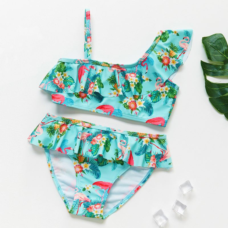 Mädchen Bikini Anzug Gekräuselte Rüschen Kinder Geteilte Badeanzüge Für Kleine Und Mittlere Kinder Badeanzüge