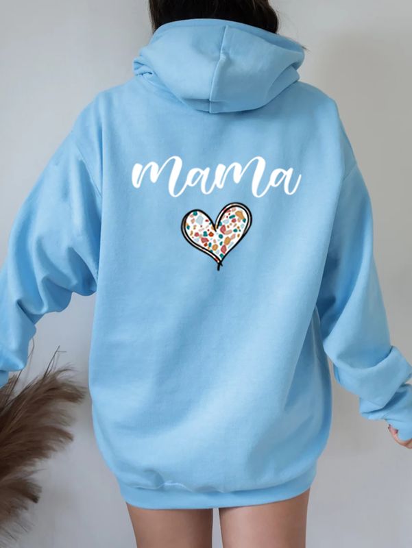 Women's Hoodie Long Sleeve Hoodies & Sweatshirts Printing Pocket Mama Simple Style Letter Heart Shape