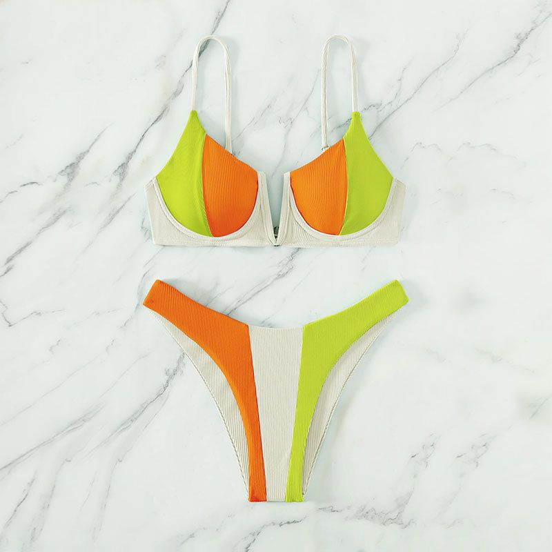 Women's Multicolor Backless 2 Piece Set Bikinis