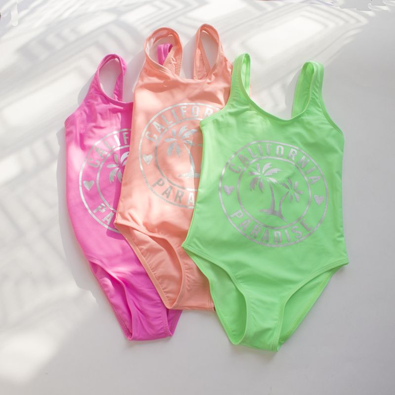 Cute Coconut Tree Printing Bodysuit One-pieces Kids Swimwear