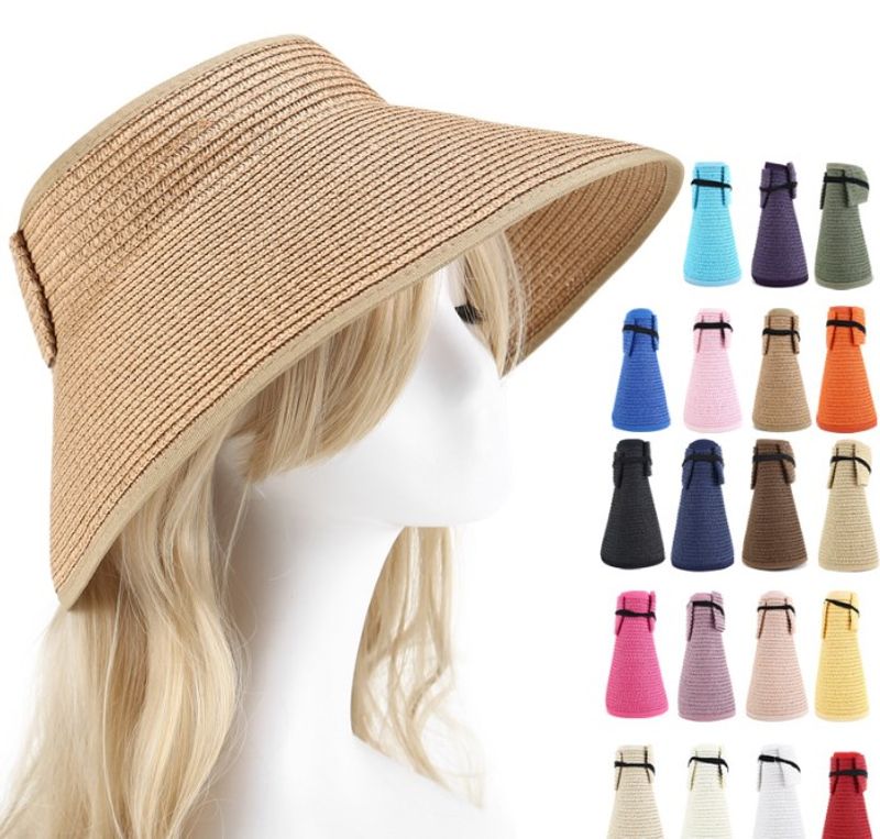 Women's Vacation Beach Solid Color Wide Eaves Straw Hat