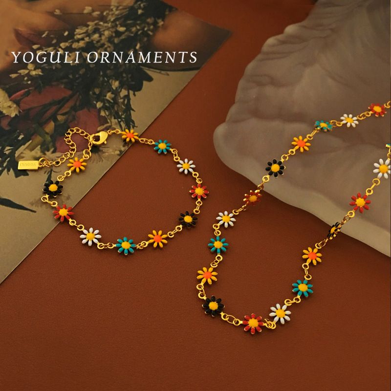 Classic Style Flower Copper Plating Women's Bracelets Necklace