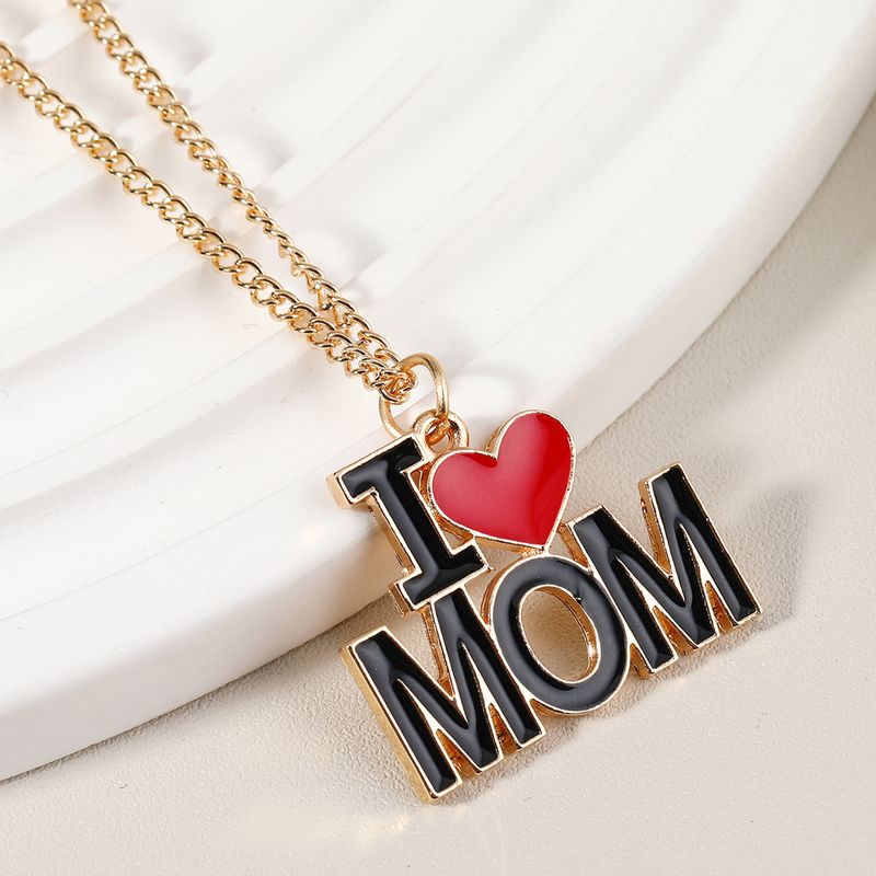 Wholesale Jewelry Mama Letter Heart Shape Alloy Acrylic Pendant Necklace