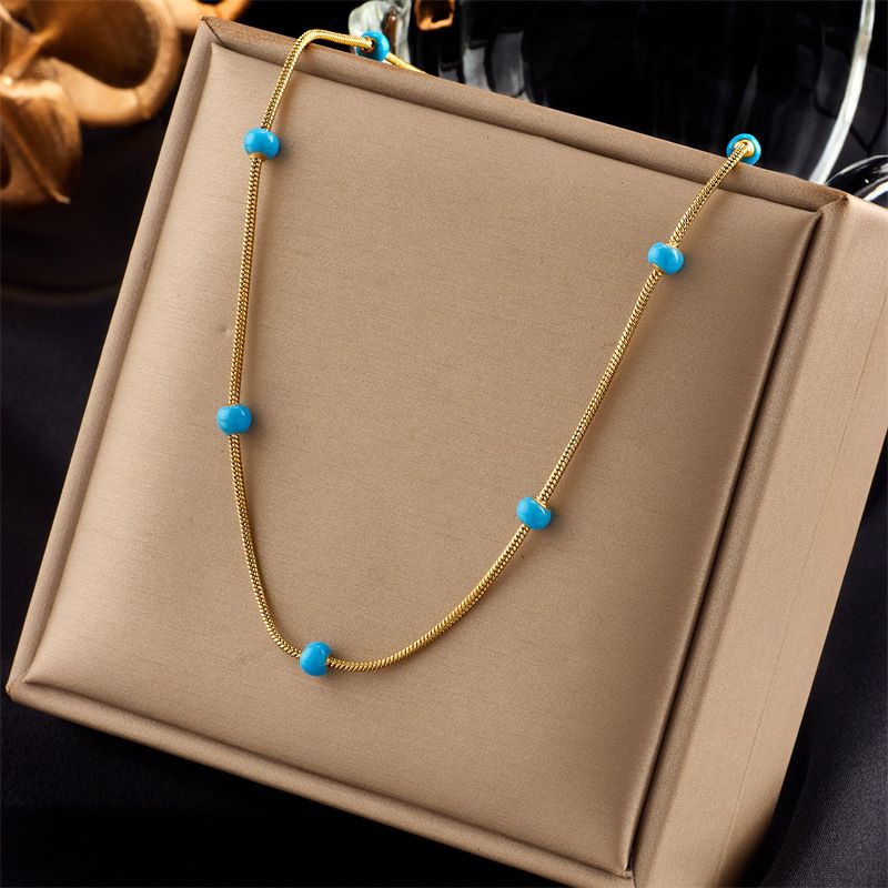 304 Stainless Steel 18K Gold Plated Casual Retro Beaded Plating Round Necklace