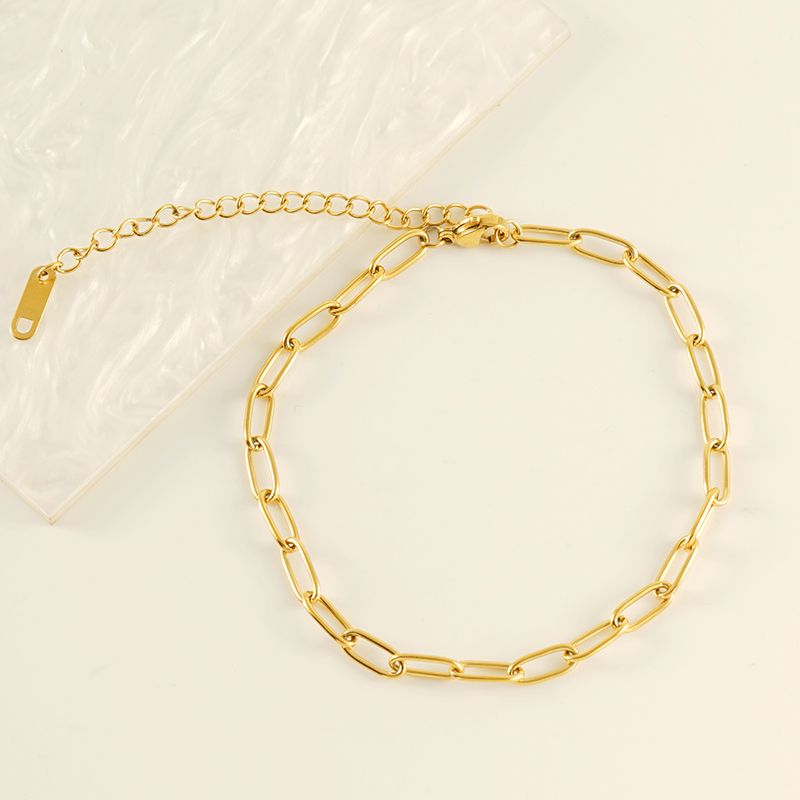 Casual Simple Style Solid Color 304 Stainless Steel Plating Titanium Steel 18K Gold Plated Women'S Anklet