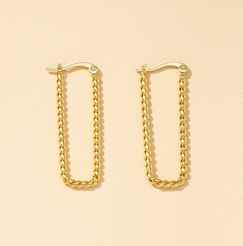 1 Pair Streetwear Rectangle Titanium Steel Plating 18k Gold Plated Hoop Earrings