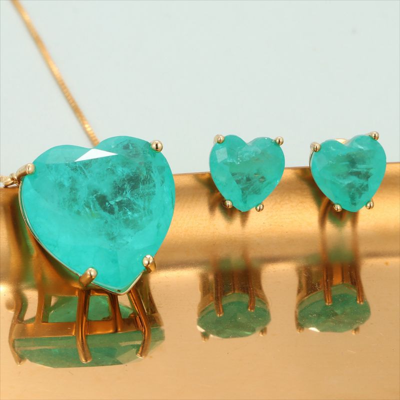 Casual Simple Style Heart Shape Copper Plating Inlay Zircon Women's Earrings Necklace