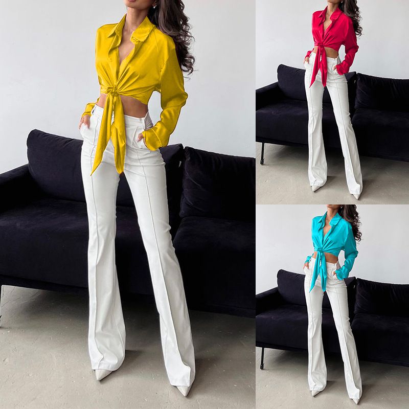 Women's Blouse Long Sleeve Blouses Casual Classic Style Solid Color
