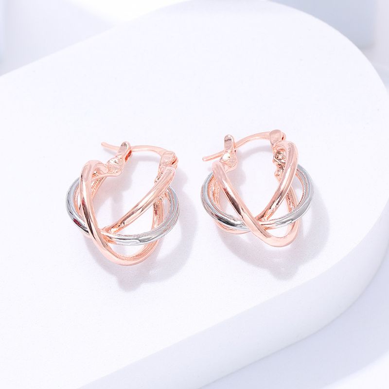 Simple Style Color Block Metal Plating Rose Gold Plated Women's Earrings