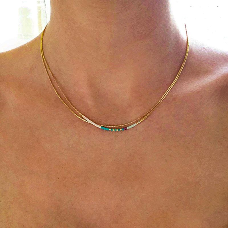 Lässig Ferien Geometrisch Perlen Überzug 14 Karat Vergoldet Frau Halskette