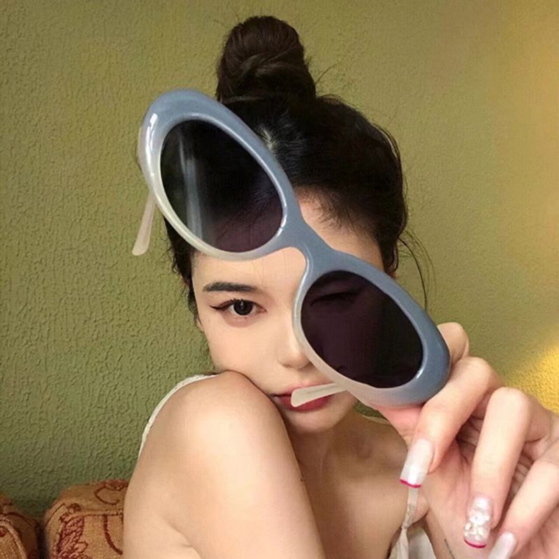 Strassenmode Einfarbig Ac Ovaler Rahmen Vollbild Sonnenbrille Der Frauen