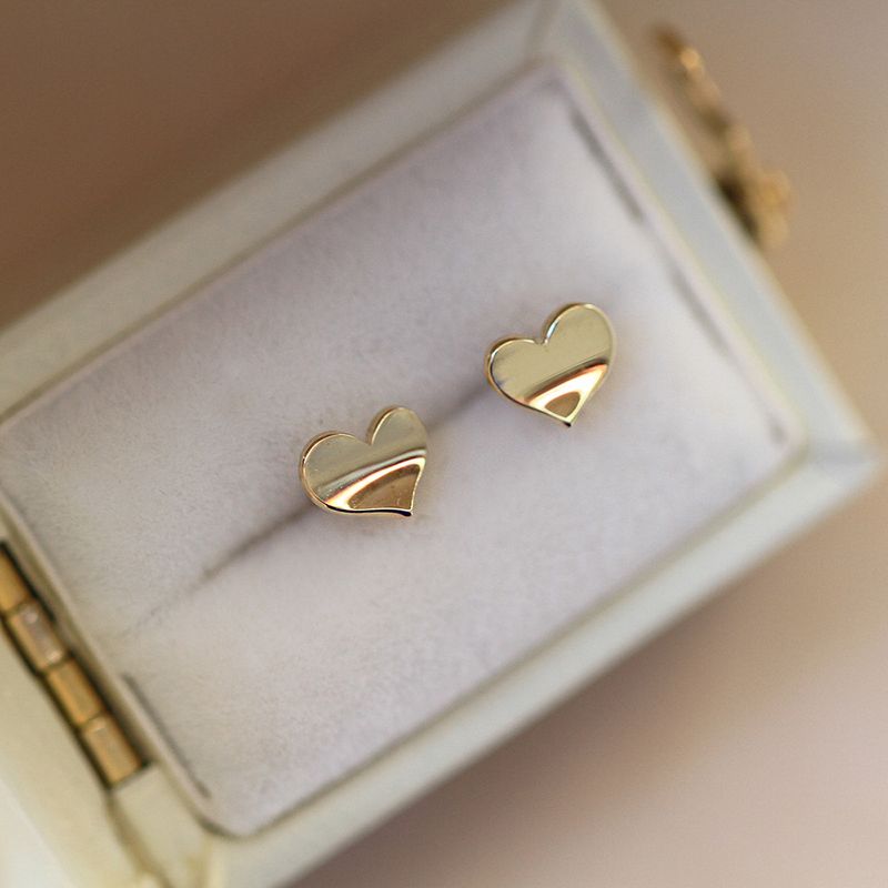 1 Pair Simple Style Heart Shape Sterling Silver Plating Ear Studs