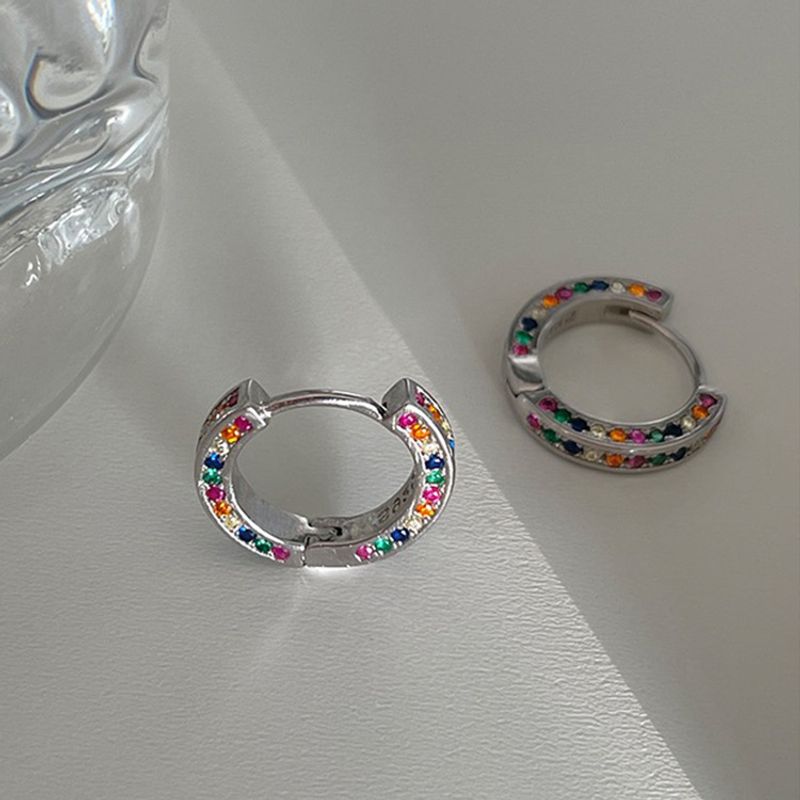 1 Pair Korean Style Circle Copper Plating Inlay Rhinestones Earrings