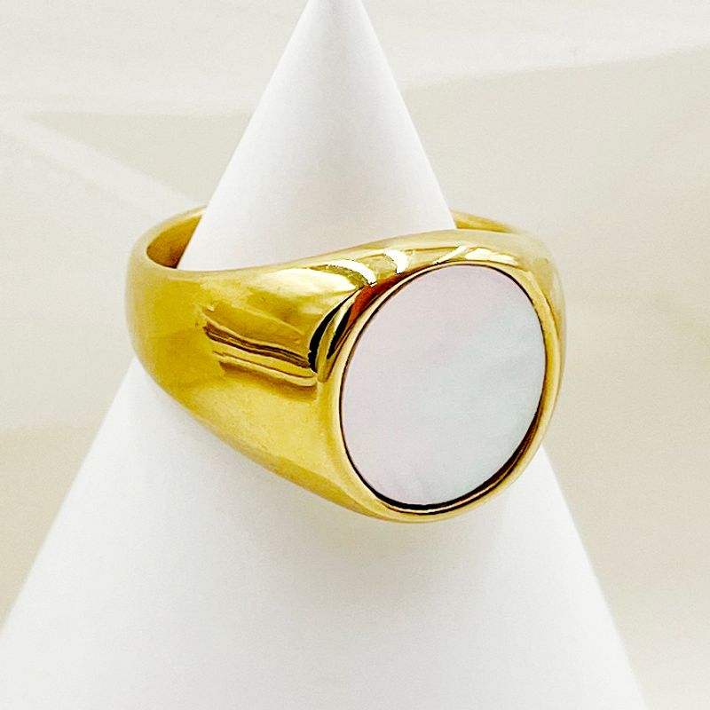 Casual Simple Style Round 14K Gold Plated Shell 304 Stainless Steel Wholesale Rings