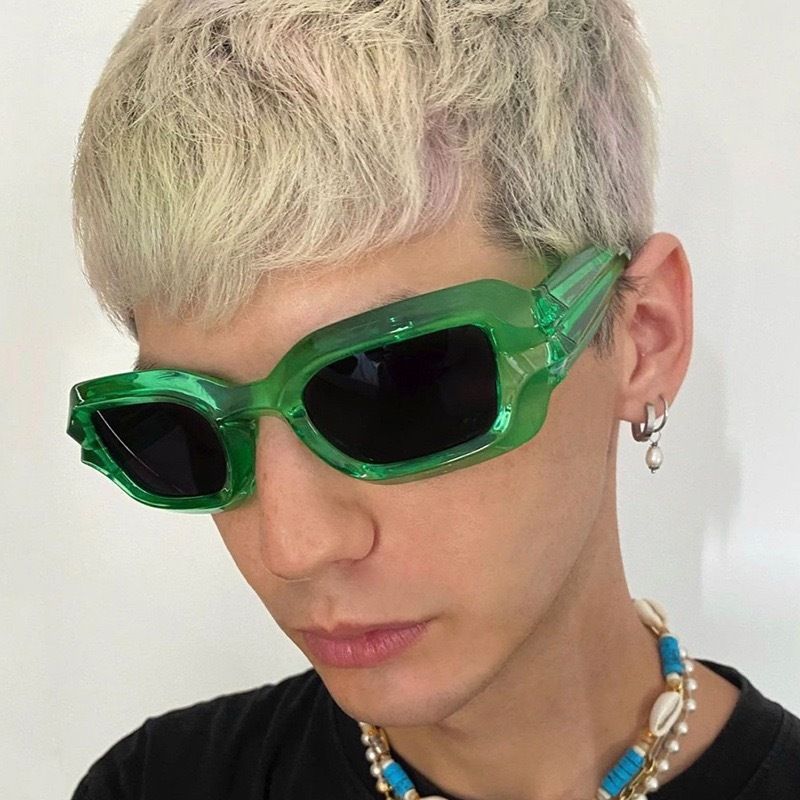 Hip-hop Punk Solid Color Ac Square Full Frame Men's Sunglasses