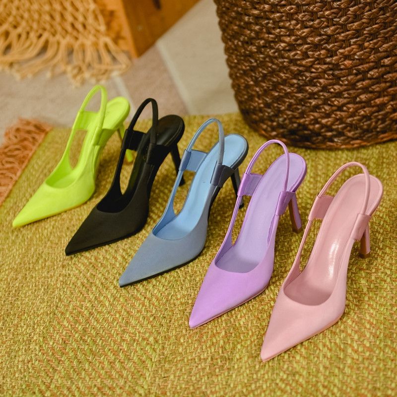 Women's Elegant Solid Color Point Toe Ankle Strap Sandals