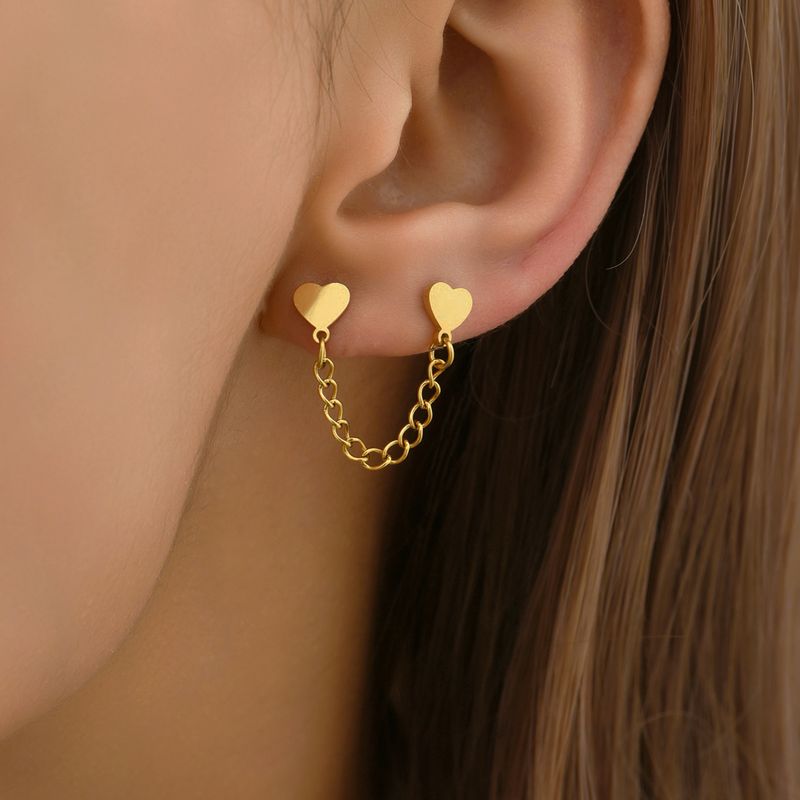 1 Paar Einfacher Stil Herzform Überzug Edelstahl 304 14 Karat Vergoldet Rosengoldbeschichtet Ohrringe