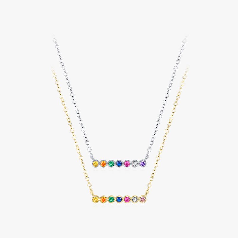 Simple Style Round Sterling Silver Plating Inlay Zircon 14k Gold Plated Rhodium Plated Necklace