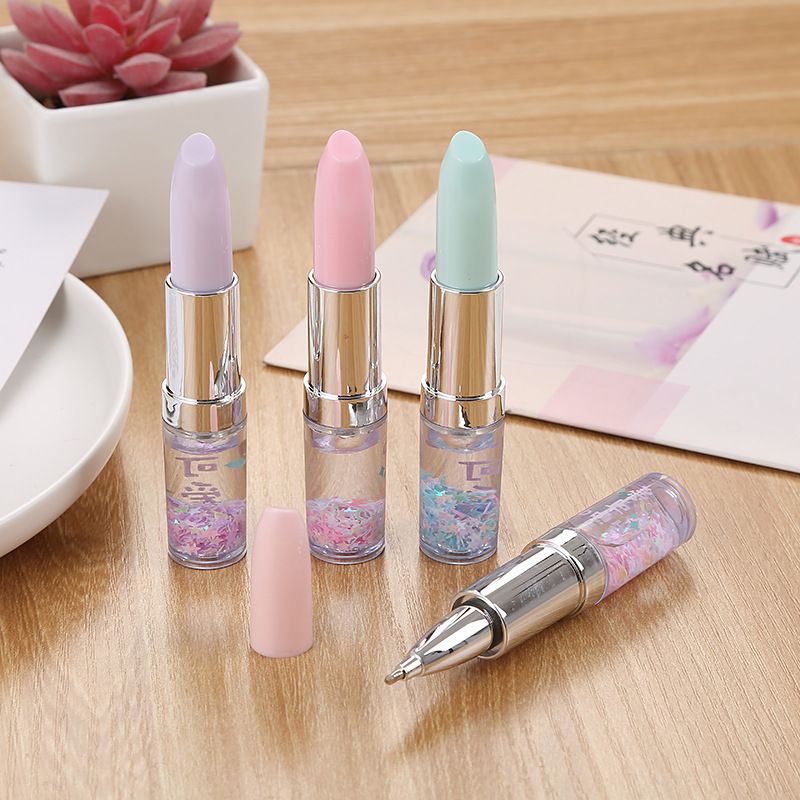 Korean Creative Stationery Internet Hot Girlish Lipstick Gel Pen Cute Student Ball Pen Fresh Quicksand Powder Signature Pen
