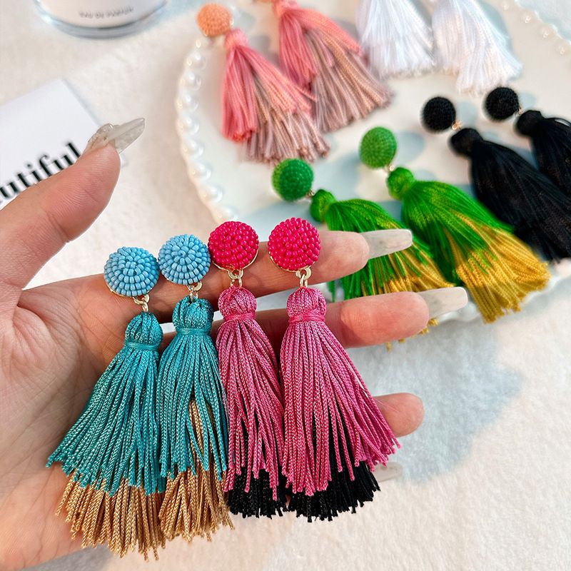 Bohemian Classic Style Geometric Cloth Tassel Women's Drop Earrings