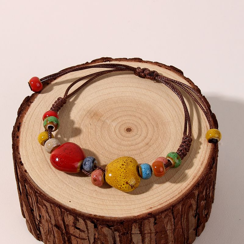 Ethnic Style Heart Shape Rope Ceramics Wholesale Bracelets