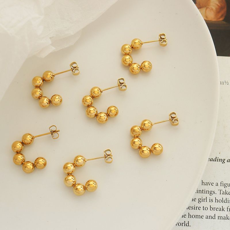 1 Pair Casual Simple Style C Shape Plating Titanium Steel 18k Gold Plated Ear Studs