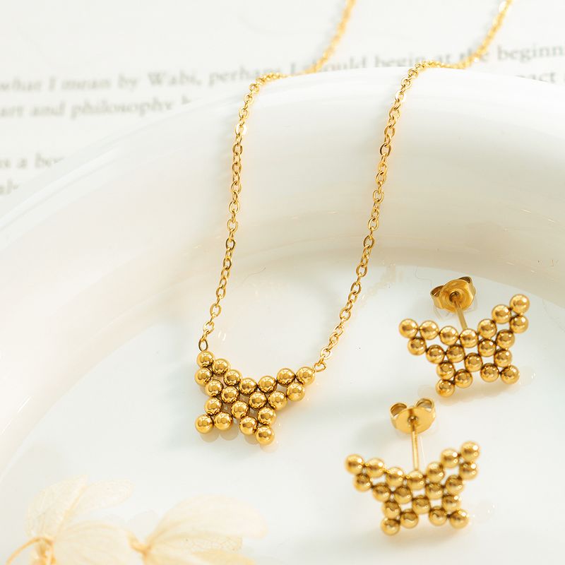 Lässig Süss Schmetterling Titan Stahl Überzug 18 Karat Vergoldet Ohrringe Halskette