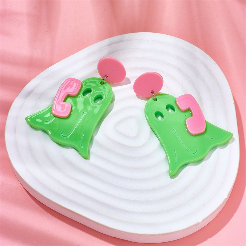 1 Pair Cartoon Style Cute Ghost Phone Arylic Drop Earrings