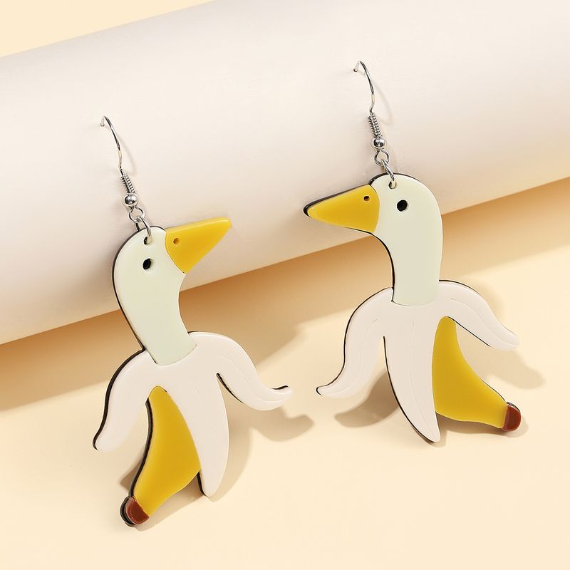 Cartoon Style Cute Banana Duck Arylic Women's Drop Earrings