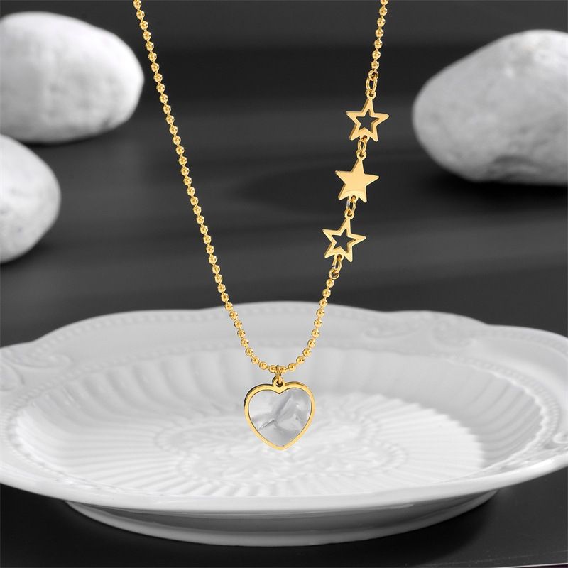 Titan Stahl 18 Karat Vergoldet Glam Koreanische Art Überzug Inlay Pentagramm Herzform Hülse