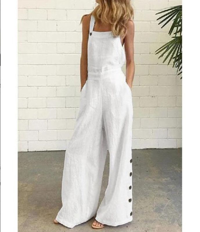 Women's Daily Casual Streetwear Solid Color Full Length Zipper Wide Leg Overalls Jumpsuits