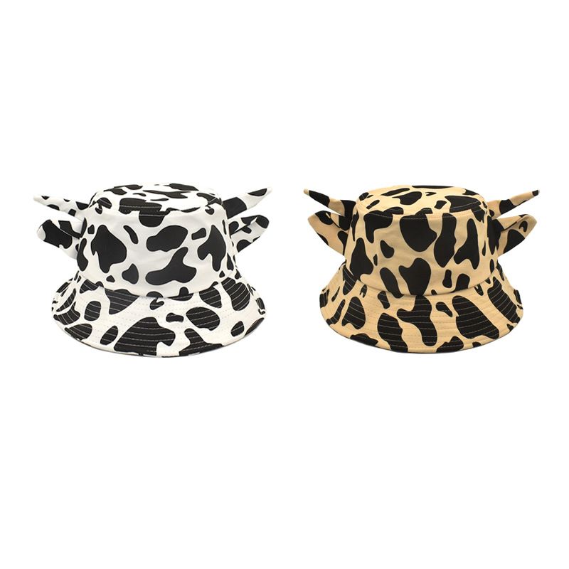 Women's Casual Streetwear Cow Pattern Printing Flat Eaves Bucket Hat