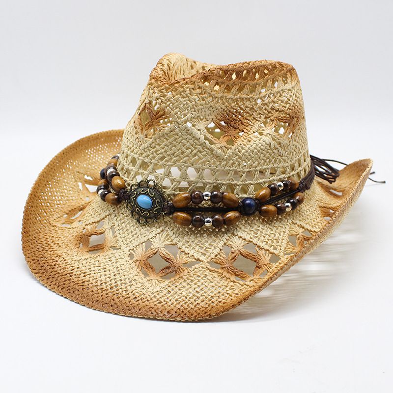 Men's Retro Solid Color Flat Eaves Straw Hat