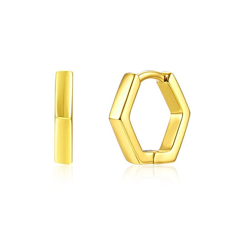 1 Pair Simple Style Hexagon Copper Plating Earrings