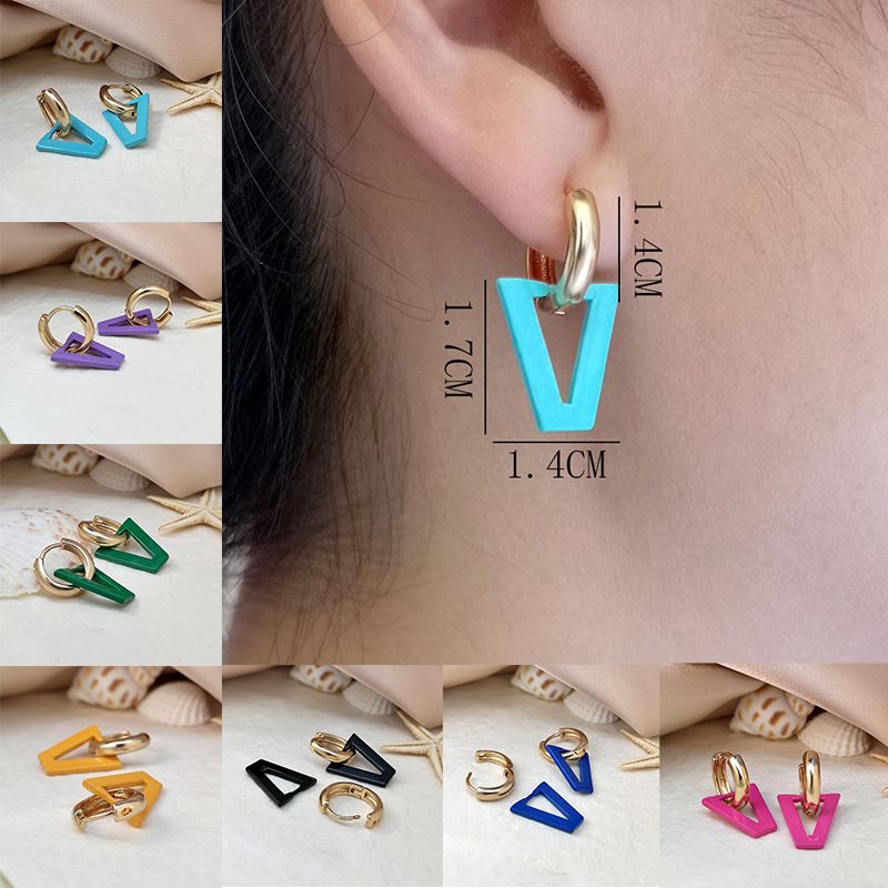 Ins Style V Shape Metal Stoving Varnish Gold Plated Women's Earrings