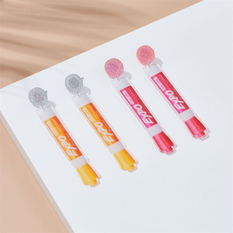 Cartoon Style Cute Marker Pen Arylic Women's Drop Earrings