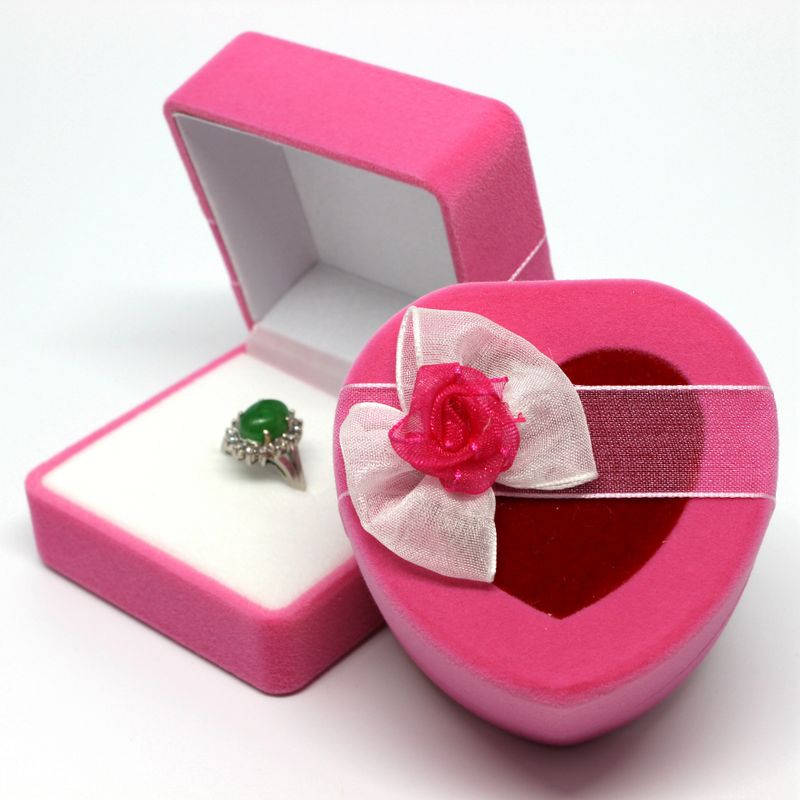 Lady Sweet Classic Style Square Heart Shape Flannel Jewelry Boxes