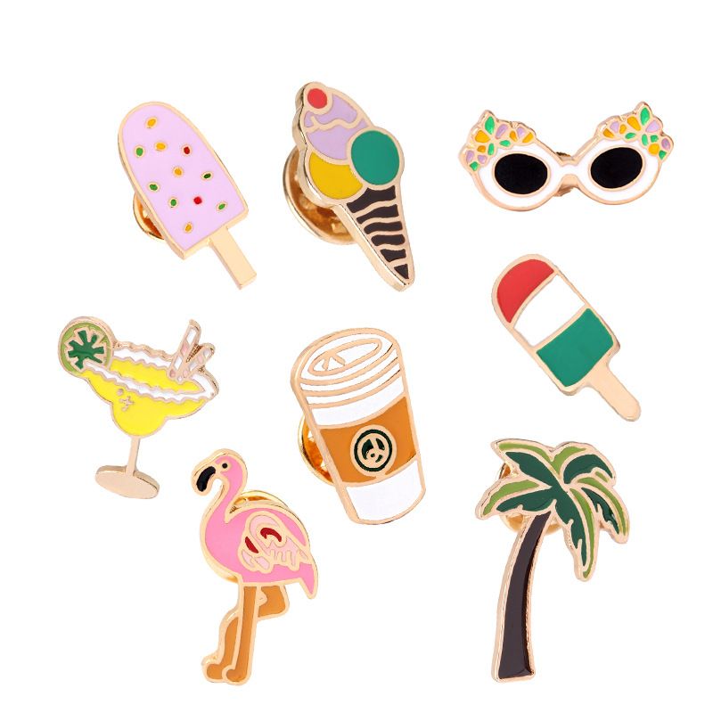 Cartoon Style Ice Cream Flamingo Alloy Enamel Unisex Brooches