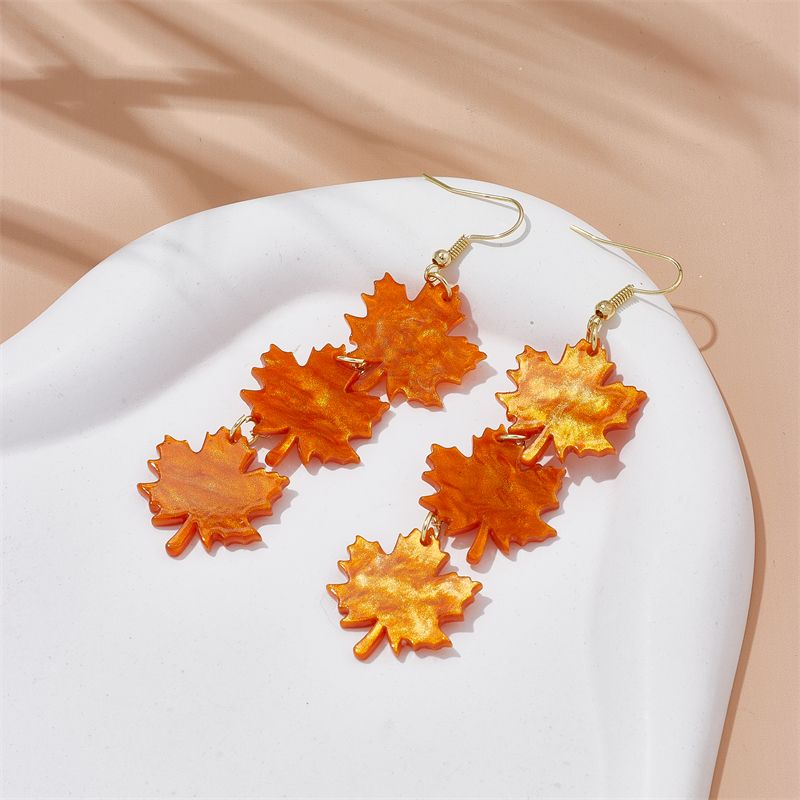 Elegant Maple Leaf Arylic Women's Drop Earrings