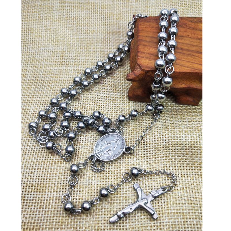 Ethnischer Stil Kreuzen Rostfreier Stahl Perlen Halskette Mit Anhänger