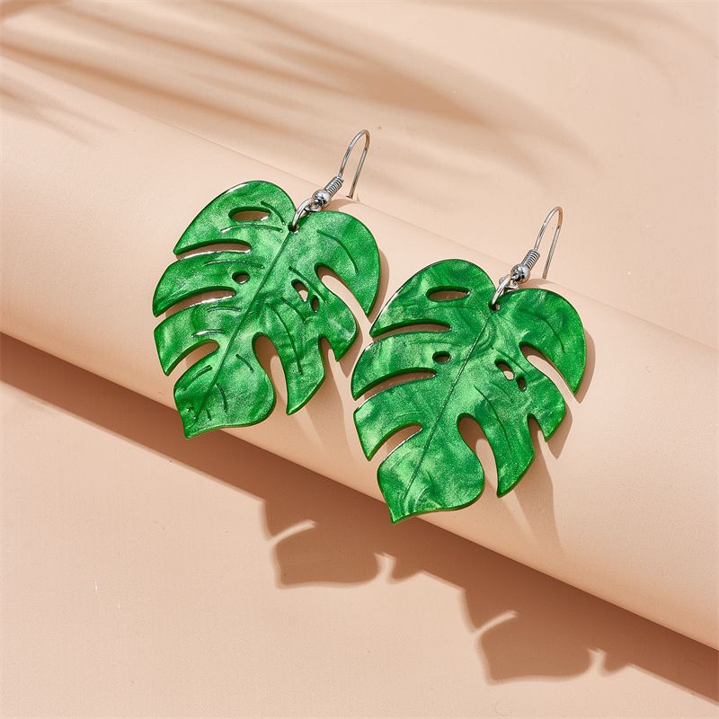 Tropical Leaves Arylic Three-dimensional Women's Drop Earrings
