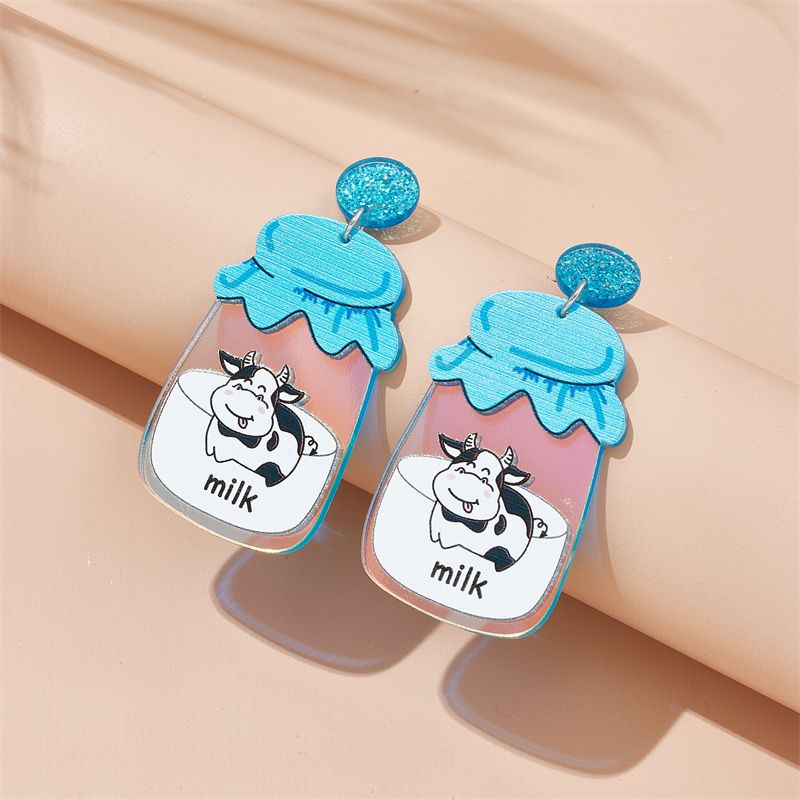 Cartoon Style Cute Cows Arylic Printing Women's Drop Earrings