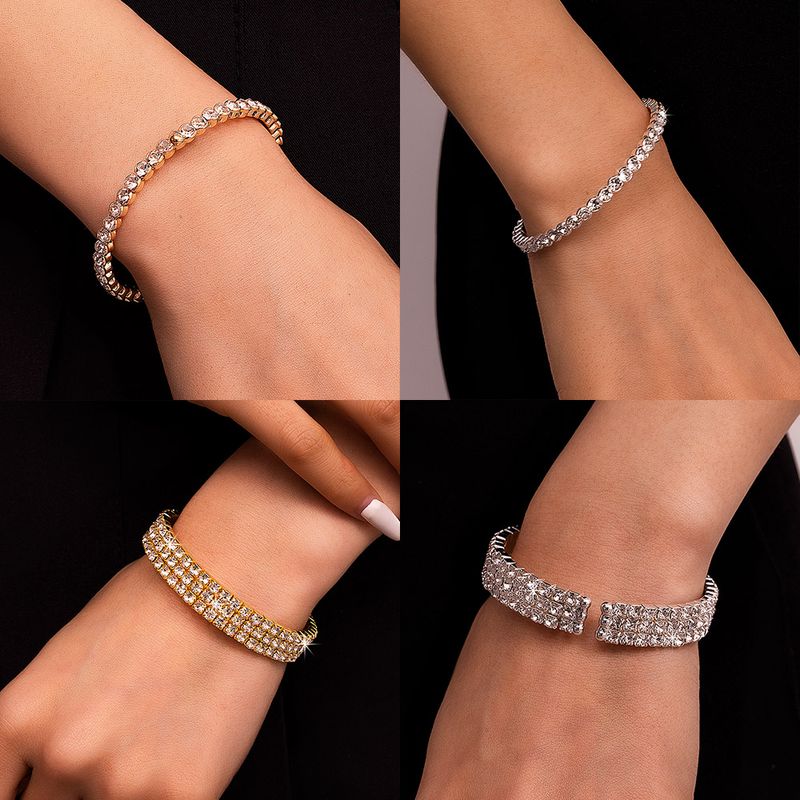 Estilo Moderno De Gran Tamaño Color Sólido Piedras Preciosas Artificiales Perla Artificial Embutido Diamantes De Imitación Perla Mujeres Brazalete