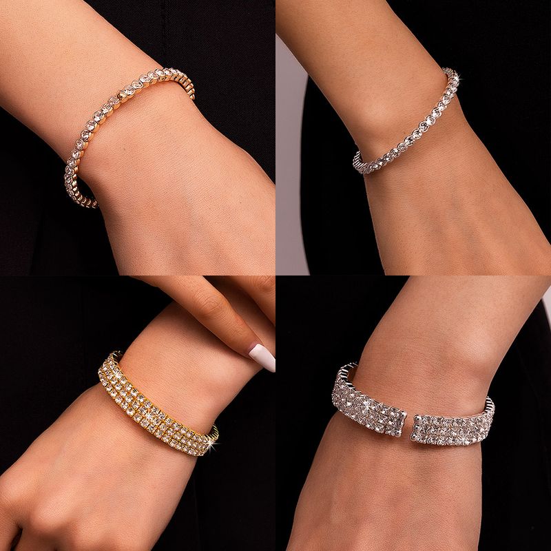 Style Moderne Énorme Couleur Unie Pierres Précieuses Artificielles Perle Artificielle Incruster Strass Perle Femmes Bracelet