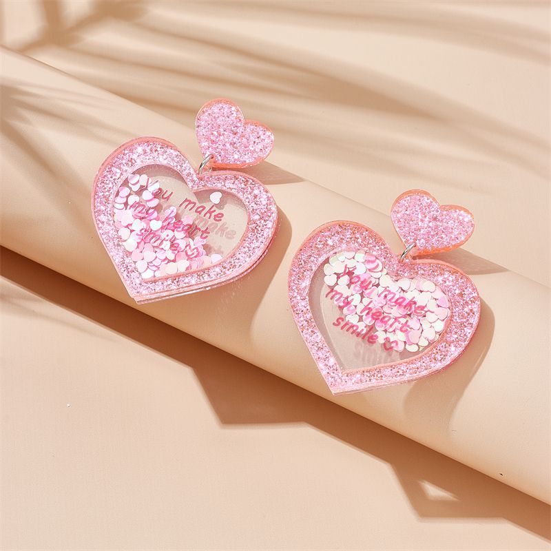 Cute Modern Style Letter Heart Shape Arylic Women's Drop Earrings