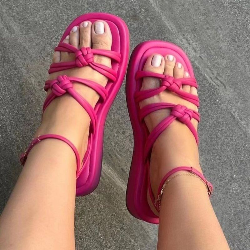 Women's Vacation Solid Color Round Toe Beach Sandals