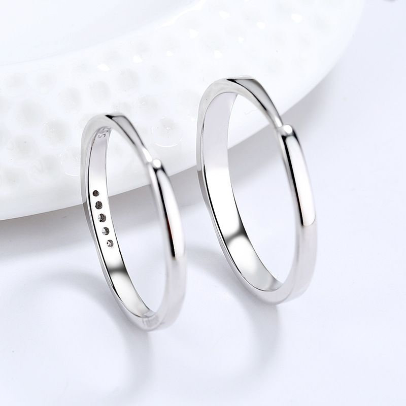 Simple Style Waves Sterling Silver Plating Inlay Zircon Open Ring