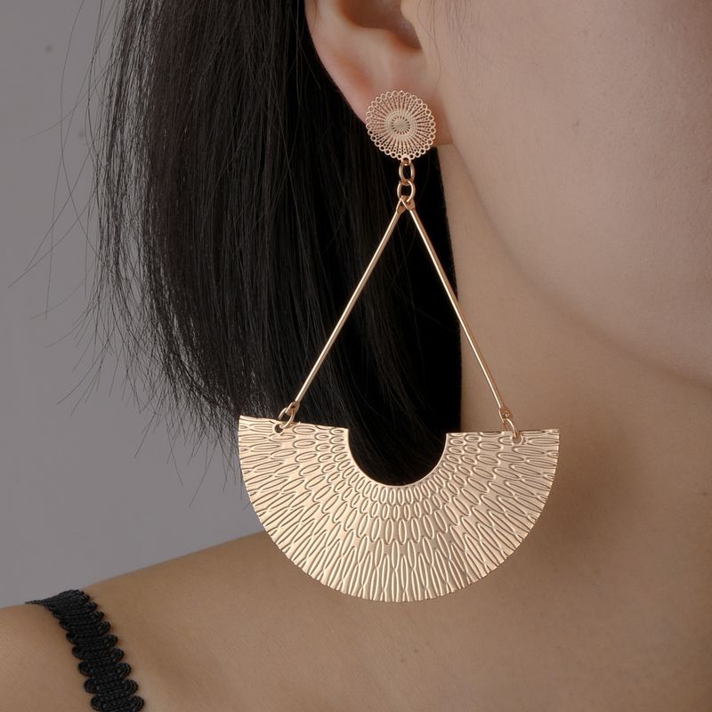 Exaggerated Sector Metal Plating Women's Drop Earrings