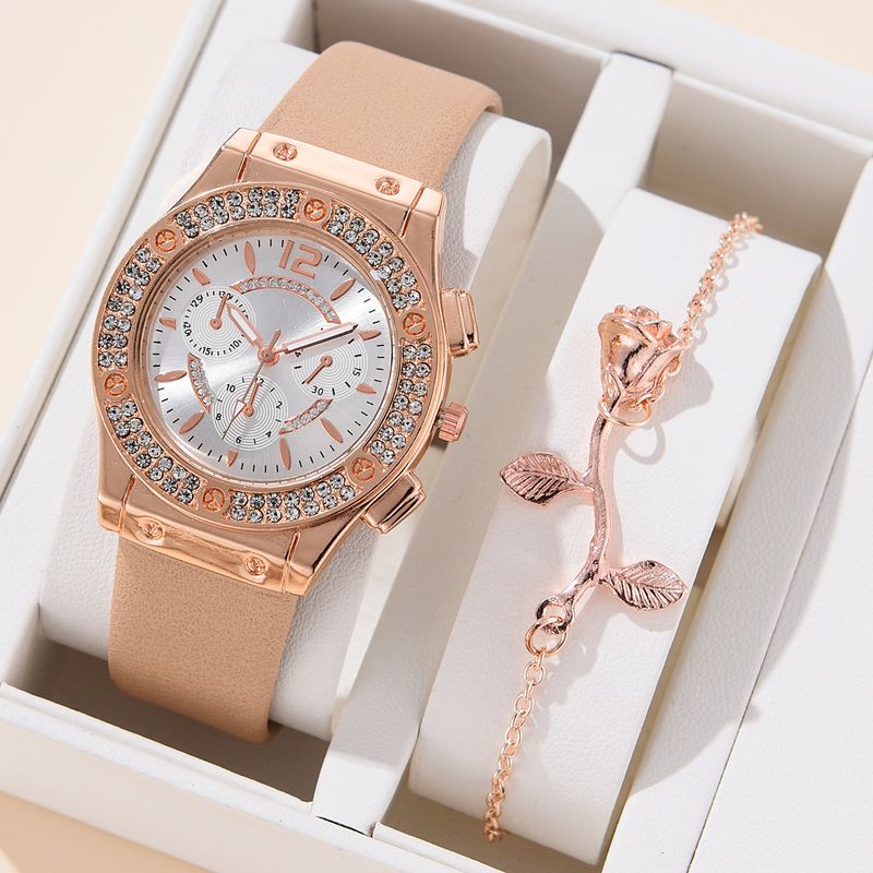 Modern Style Solid Color Needle Quartz Women's Watches